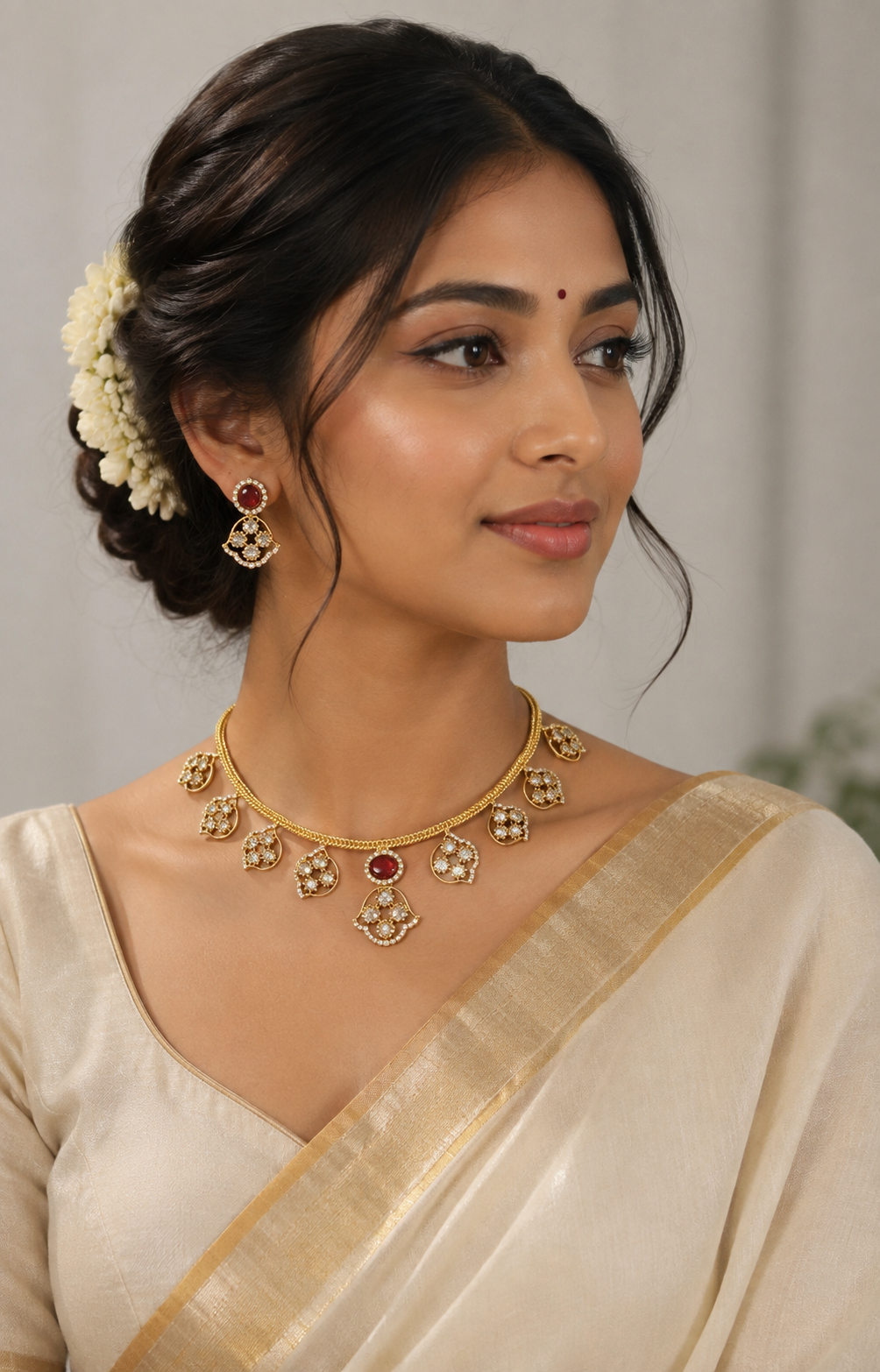 Golden Petal Necklace Set